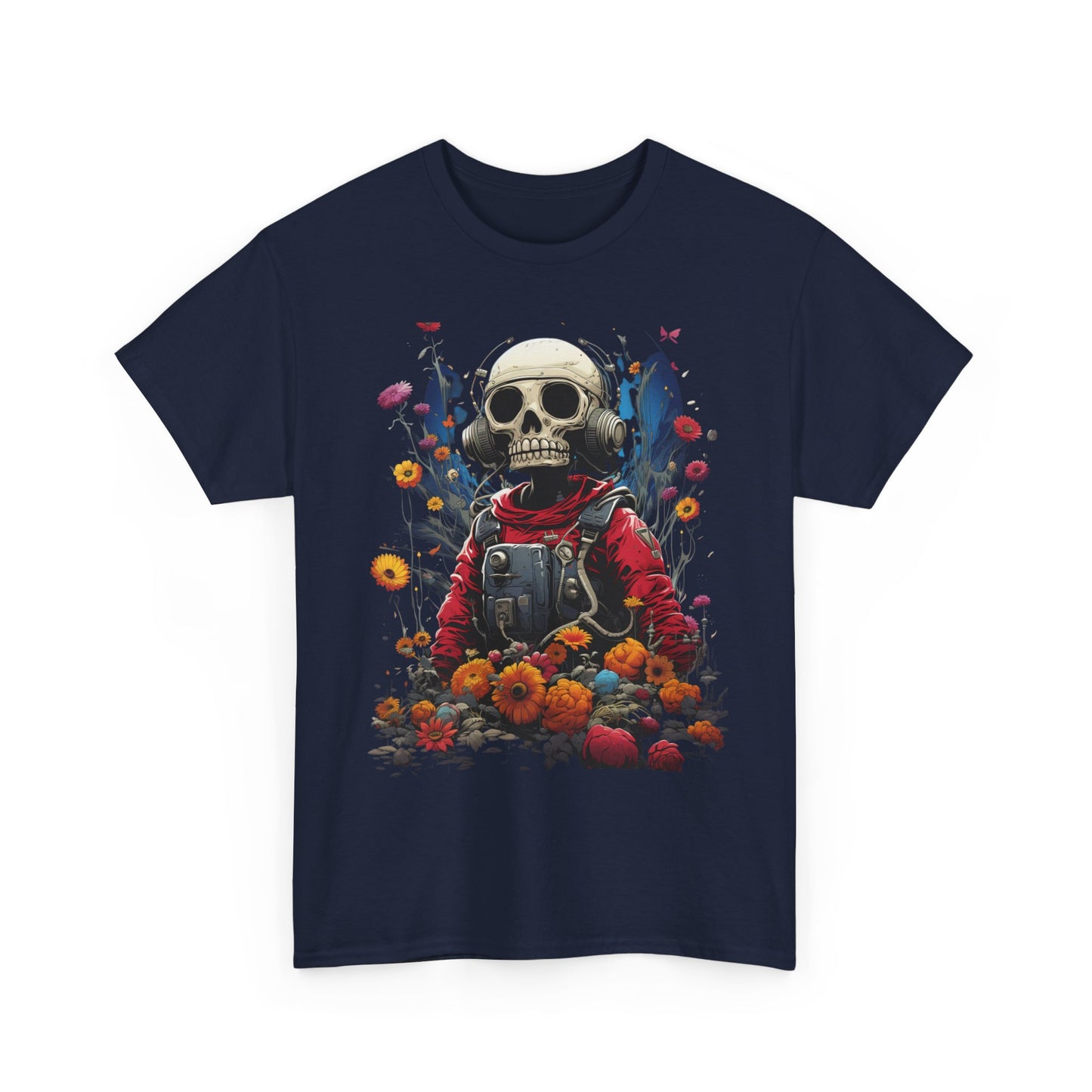 Skull Astronaut T-Shirt – Cosmic Death & Rebirth Graphic Tee, Space Skeleton Floral Shirt, Dark Aesthetic Streetwear