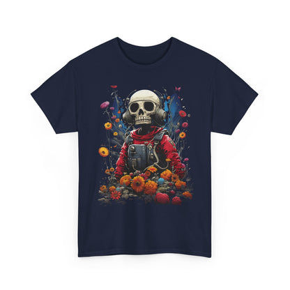 Skull Astronaut T-Shirt – Cosmic Death & Rebirth Graphic Tee, Space Skeleton Floral Shirt, Dark Aesthetic Streetwear