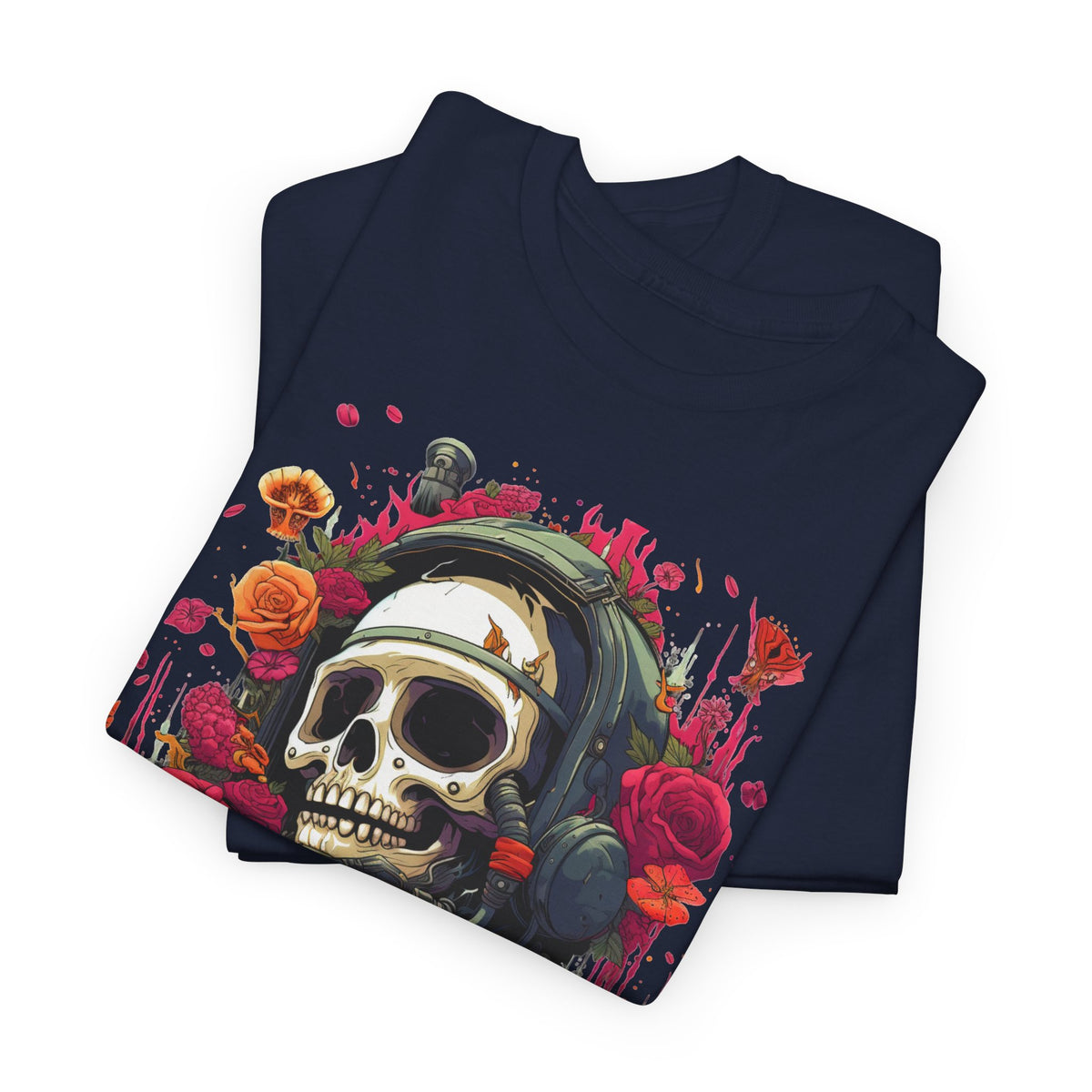 Floral Astronaut Skull Graphic T-Shirt - product view
