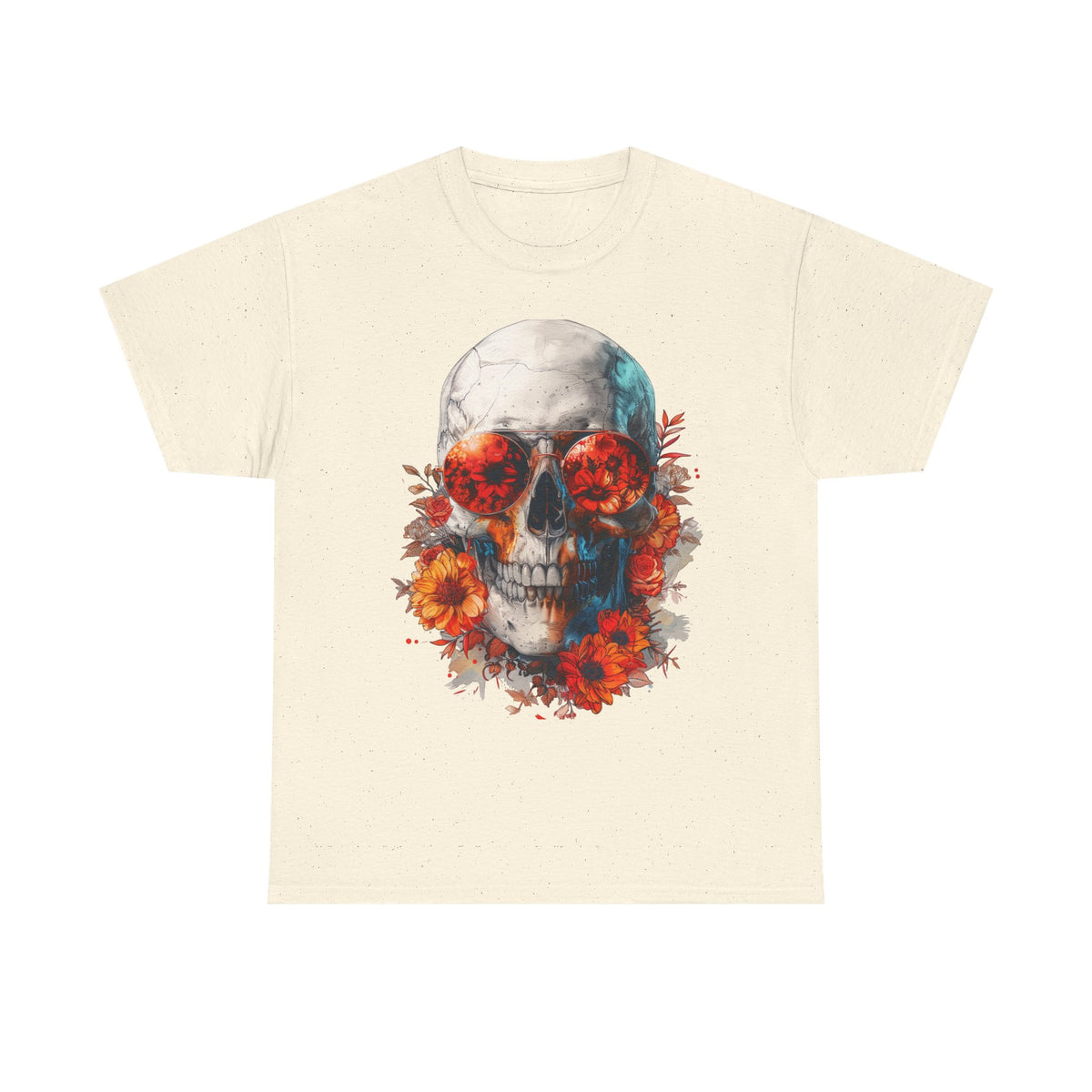 Floral Skull Sunglasses Graphic T-Shirt - product view