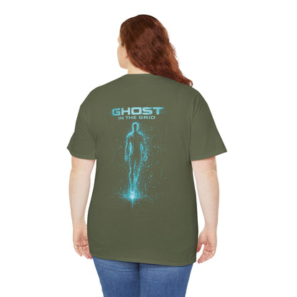 Ghost in the Grid Cyberpunk T-Shirt | Holographic Digital Ghost Sci-Fi Graphic Tee