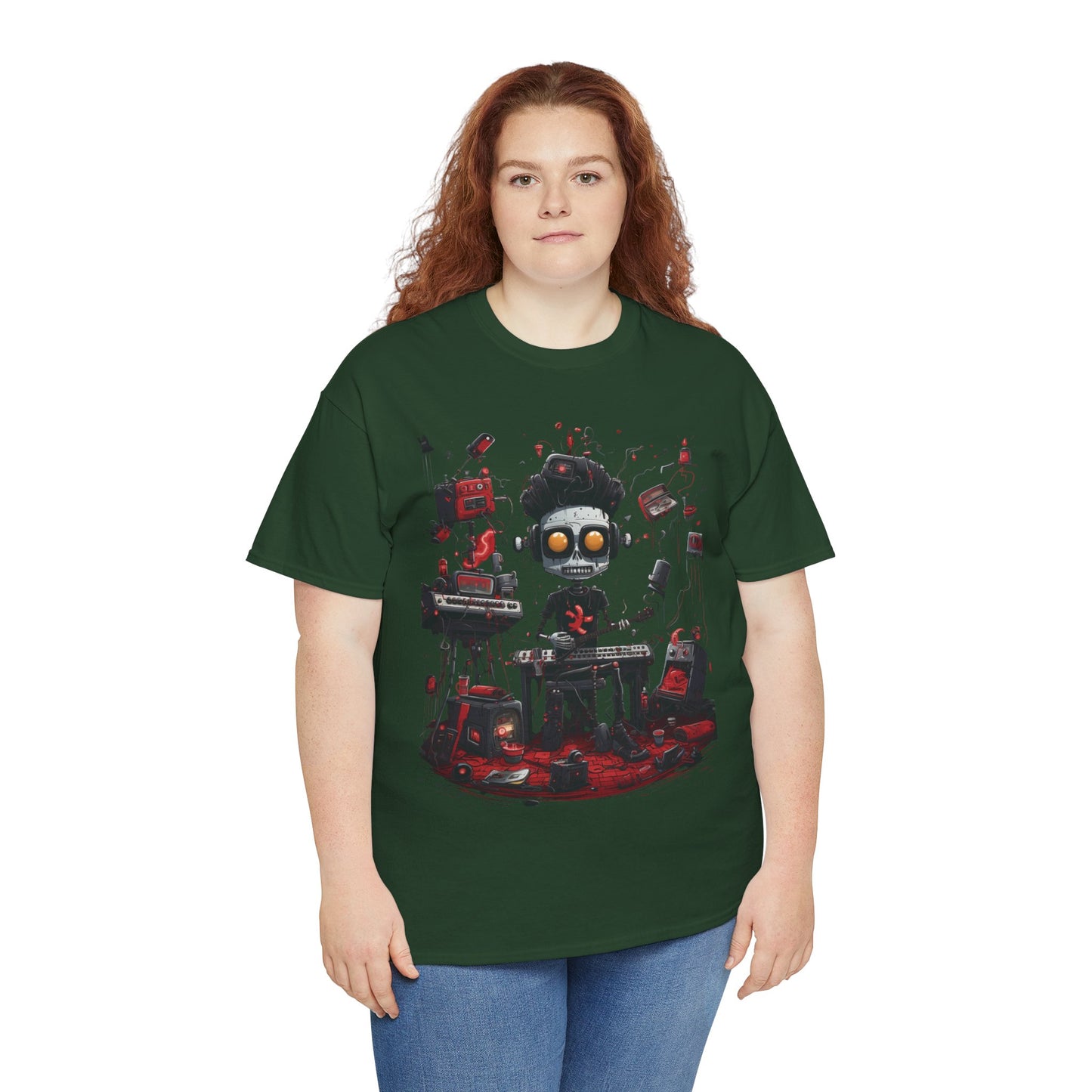 Cyberpunk Skull DJ T-Shirt — Neon Gamer Streetwear
