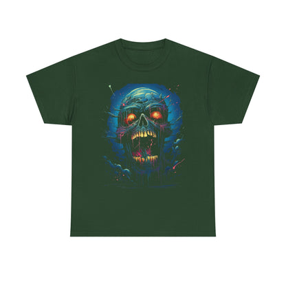 Neon Skull Horror T-Shirt — Glowing Zombie Graphic Tee for Halloween & Gothic Style