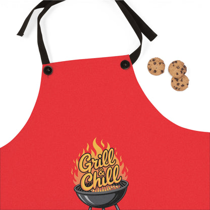 Grill & Chill Apron, Gift for BBQ Lovers, Custom Kitchen Accessory, Perfect for Cooking Parties, Summer Cookouts, Culinary Fun