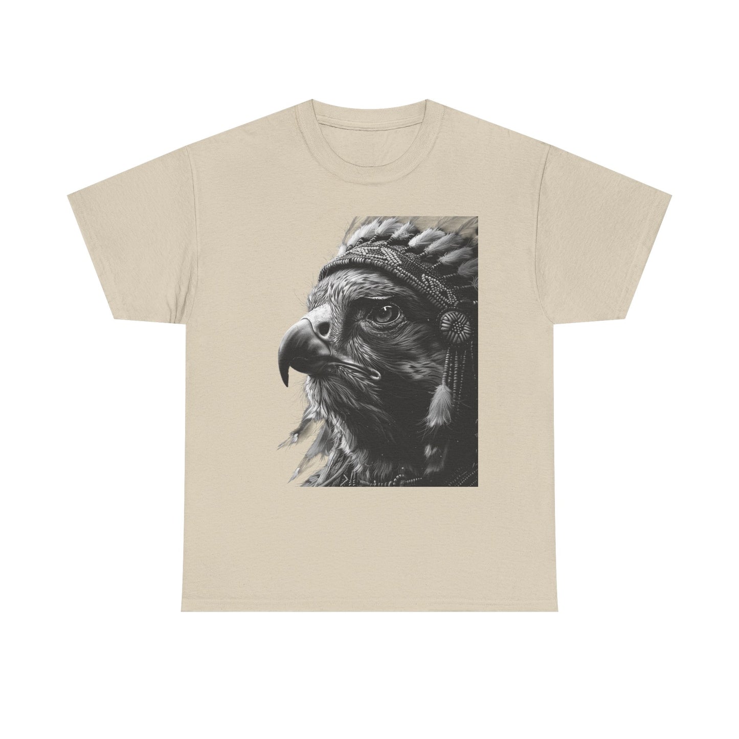 Native Spirit Eagle T-Shirt – Tribal Feather Headdress Bird Tee | Minimalist Wildlife Graphic Shirt | Black & White Artistic Eagle Tee