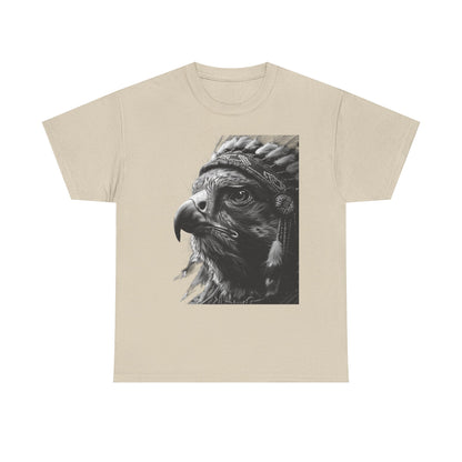 Native Spirit Eagle T-Shirt – Tribal Feather Headdress Bird Tee | Minimalist Wildlife Graphic Shirt | Black & White Artistic Eagle Tee