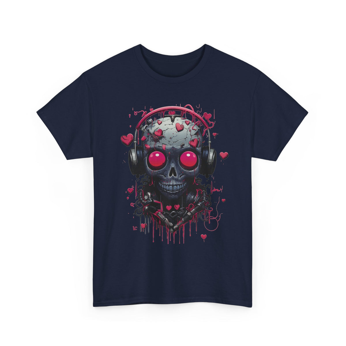 Emo Skull Headphones Graphic T-Shirt - product view