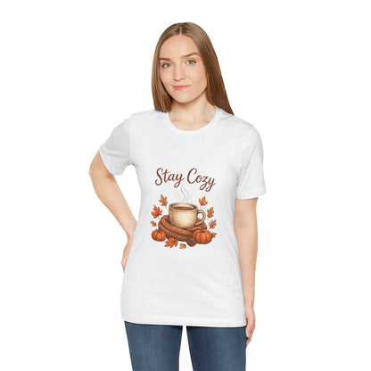 Stay Cozy T-Shirt | Autumn Coffee Graphic - product view
