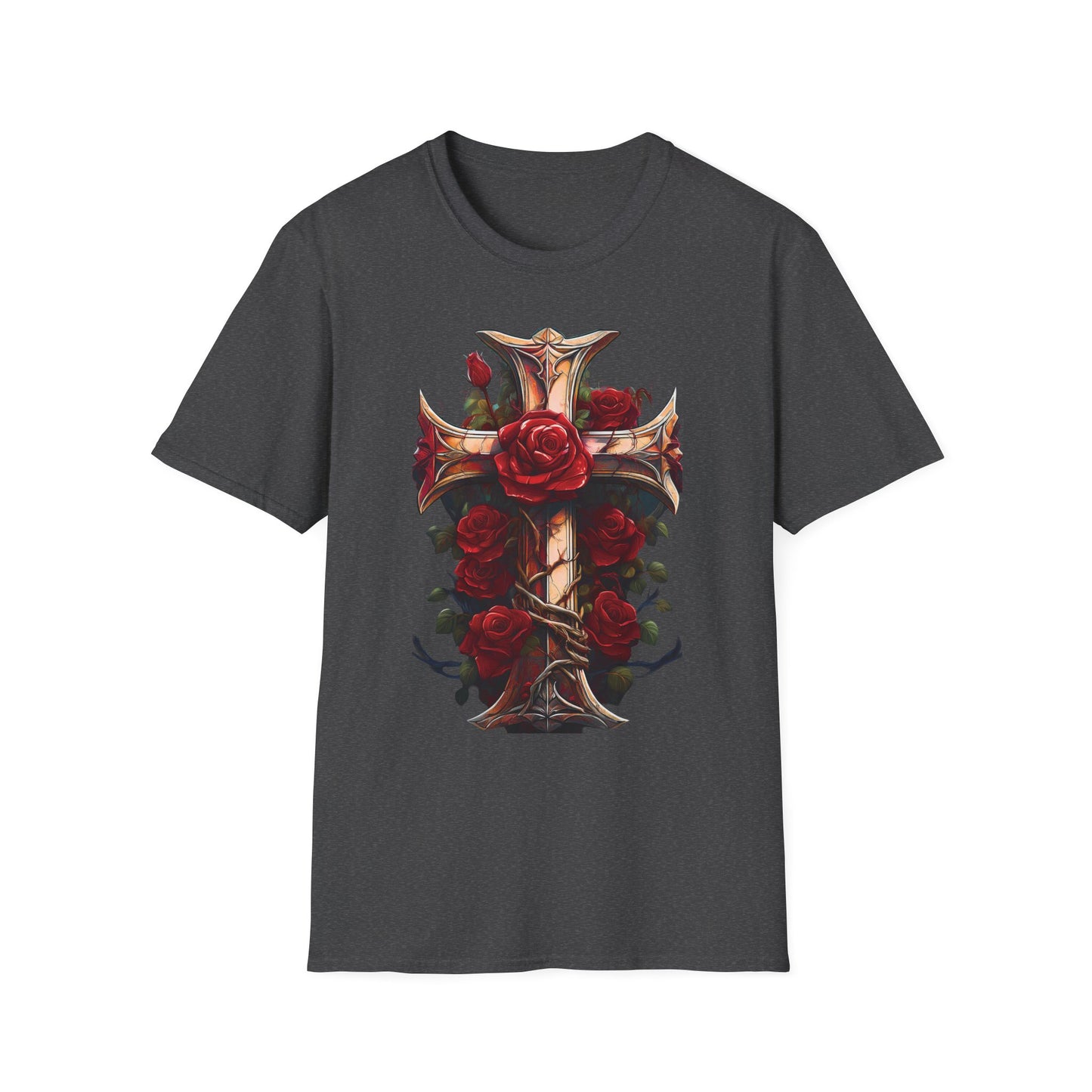 Cross & Roses T-Shirt —  Floral Christian Cross Shirt