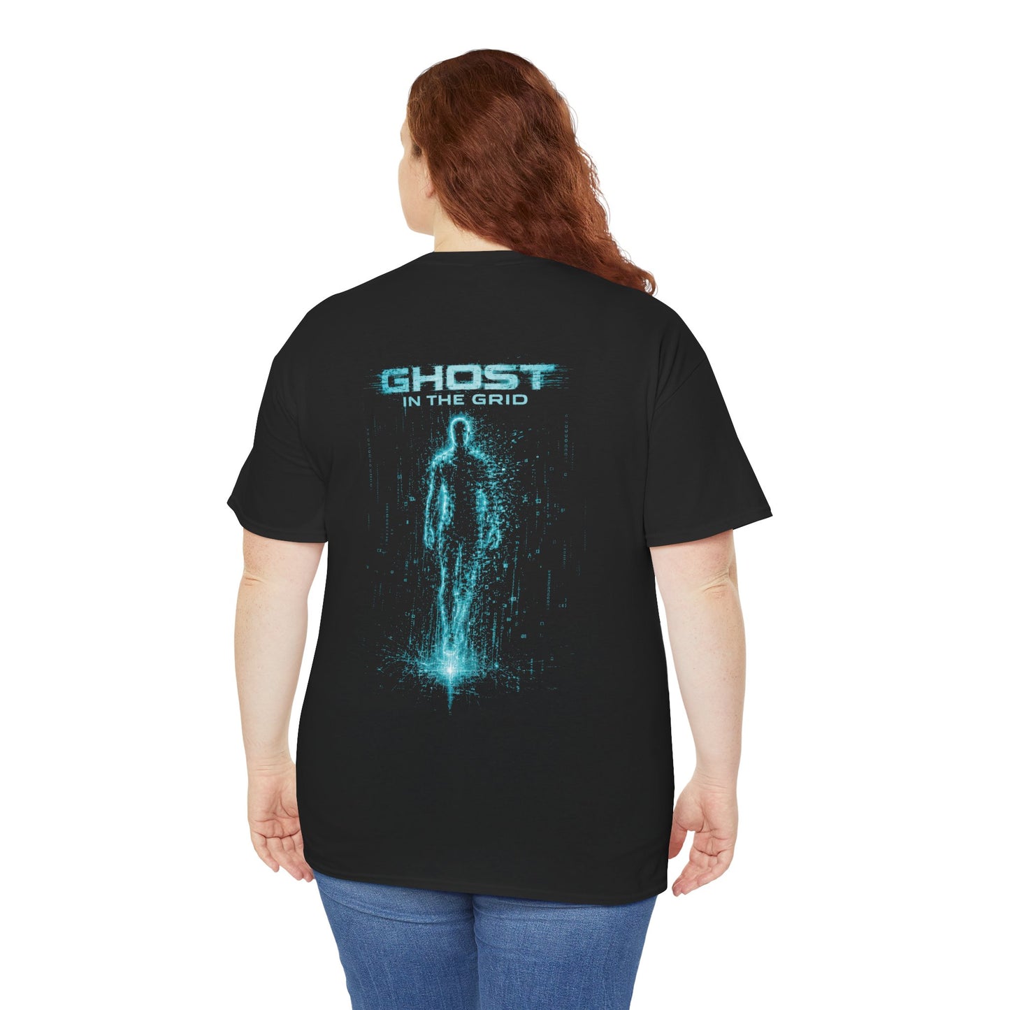 Ghost in the Grid Cyberpunk T-Shirt | Holographic Digital Ghost Sci-Fi Graphic Tee