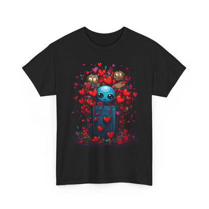 Cute Alien in Heart Garden T-Shirt — Valentine’s Day Cute Sci‑Fi Tee