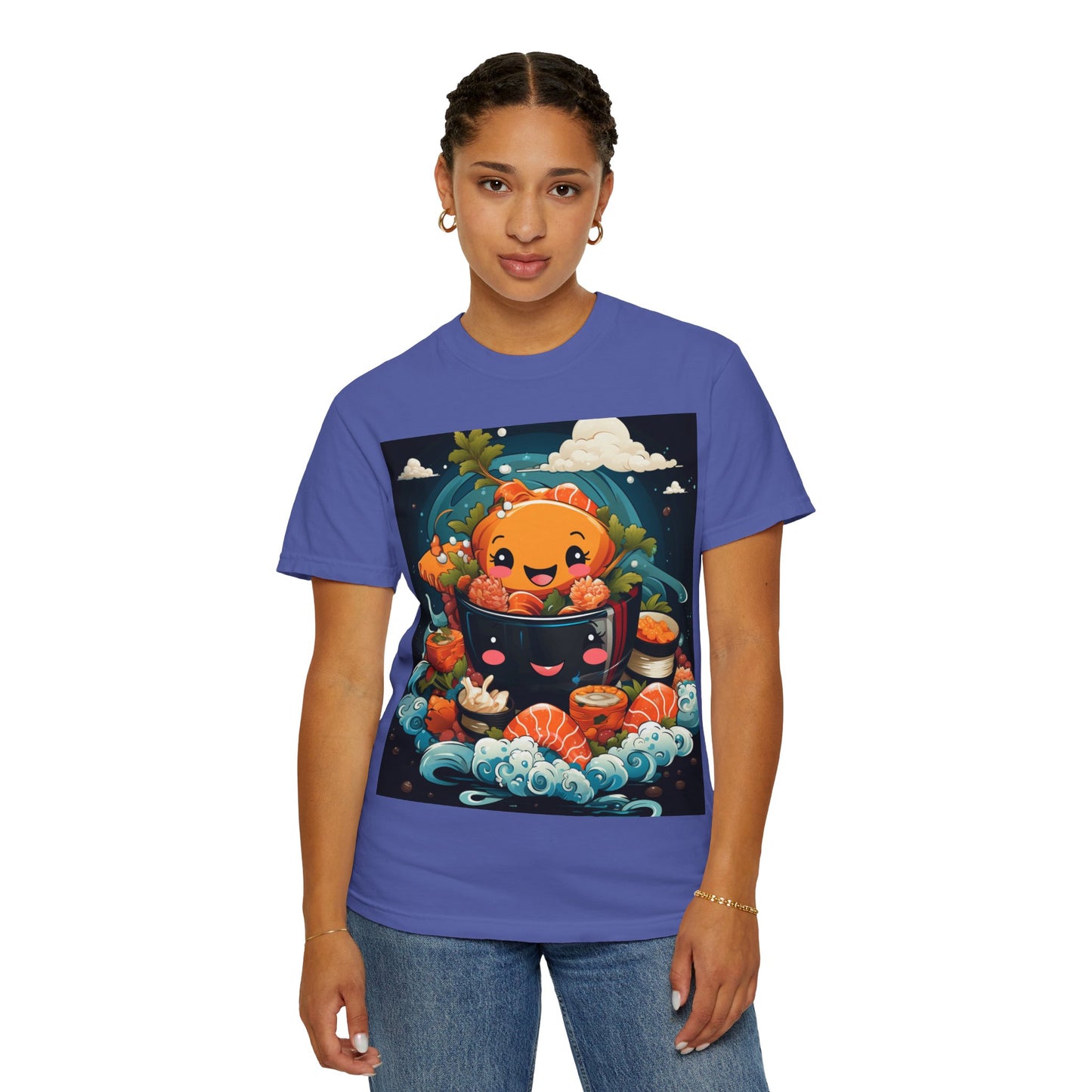 Cute Sushi Unisex T-Shirt, Fun Foodie Tee, Anime Sushi Art Shirt, Gift for Sushi Lovers, Casual Wear, Unique Graphic Tee