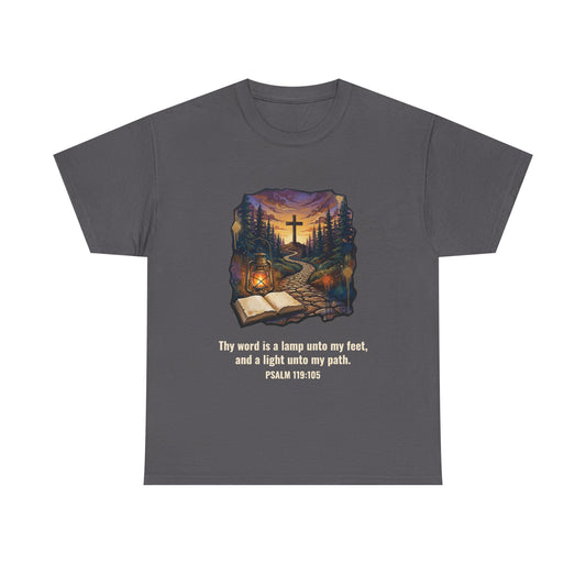 Lantern & Bible Graffiti Christian T-Shirt – Psalm 119:105