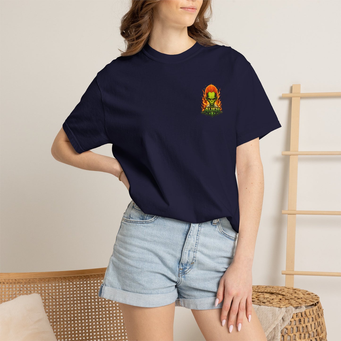 Alien Barber Shop T-shirt | Retro Sci-Fi Skull Barber Design
