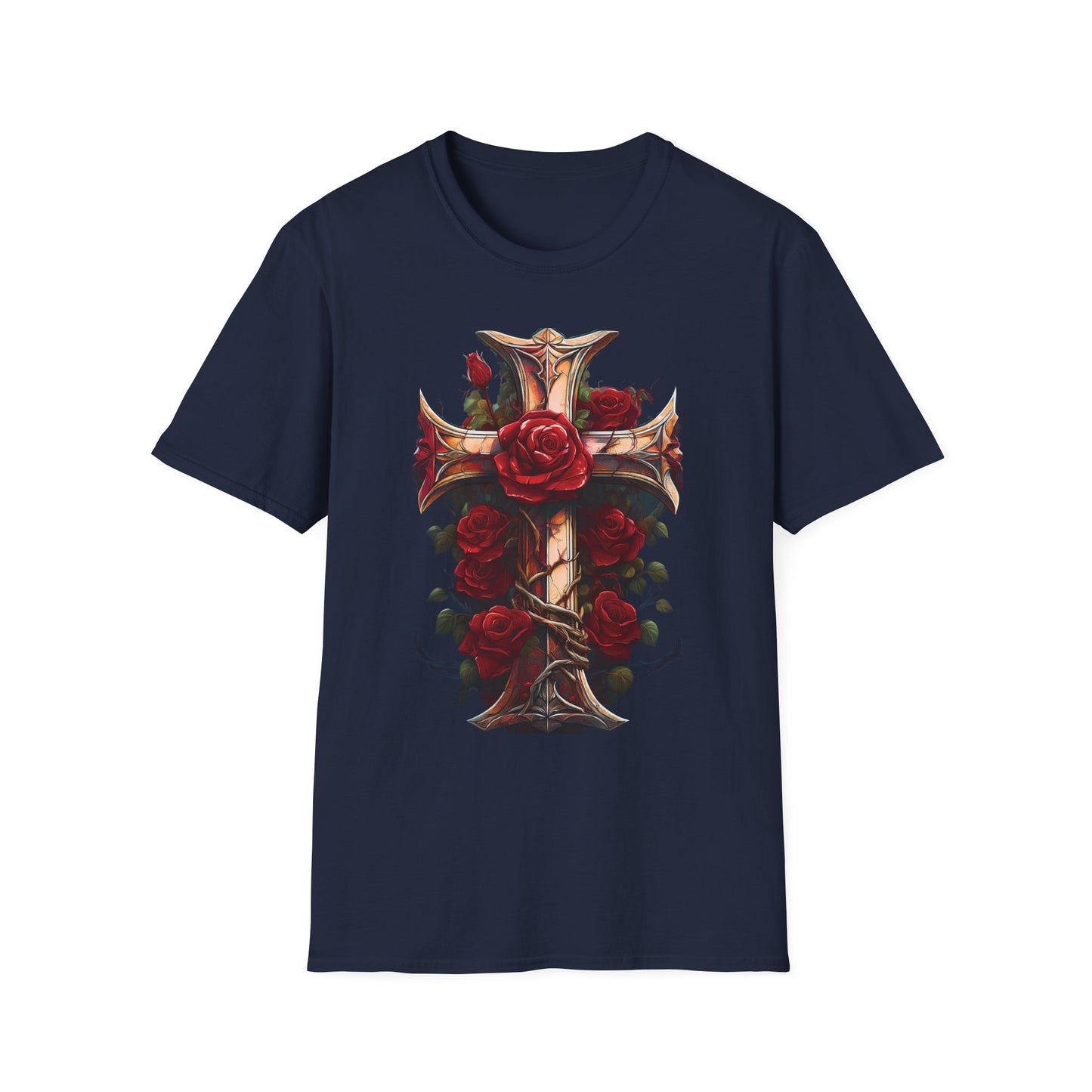 Cross & Roses T-Shirt —  Floral Christian Cross Shirt
