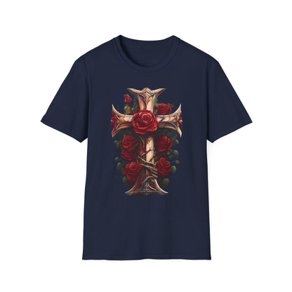 Cross & Roses T-Shirt —  Floral Christian Cross Shirt