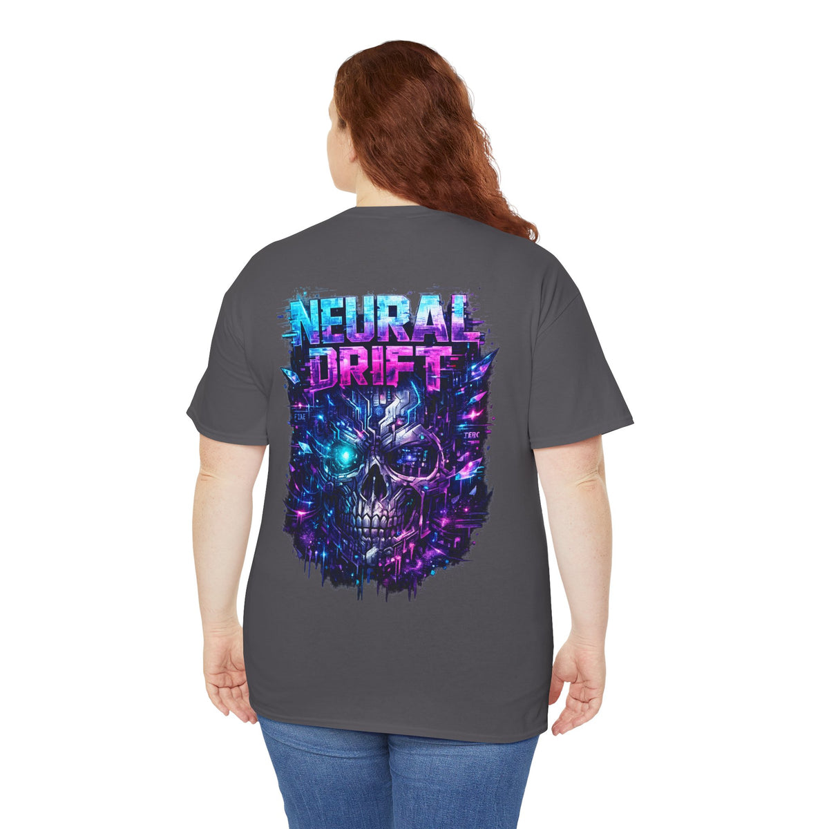 Neural Drift Cyberpunk Skull T-Shirt - product view