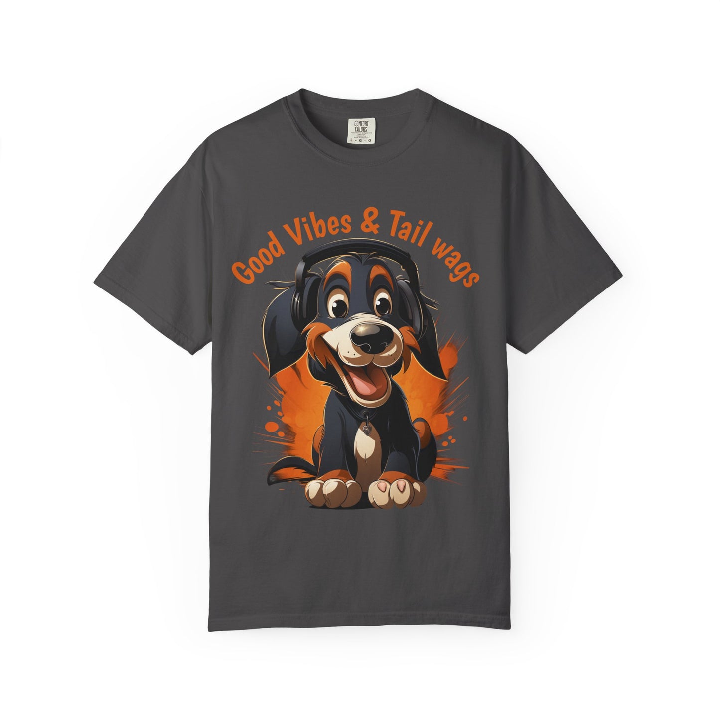 Good Vibes & Tail Wags T-shirt | Happy Cartoon Dog Design