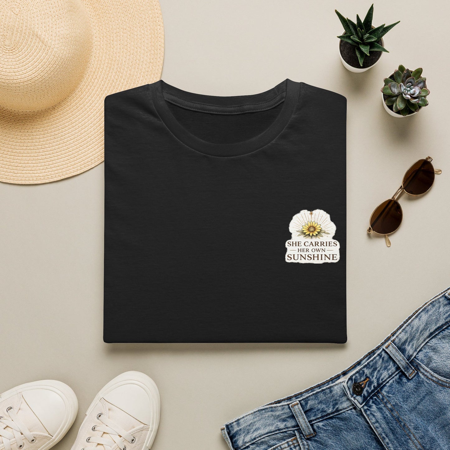 She Carries Sunshine Daisy Logo T-Shirt | Floral Positivity Tee