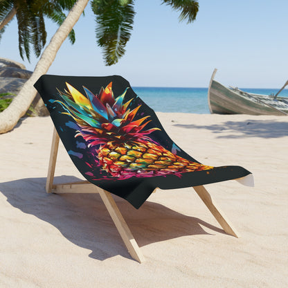 Vibrant Pineapple Beach Towel, Colorful Tanning Towel, Tropical Poolside Essential, Summer Gift, Fun Beach Accessory