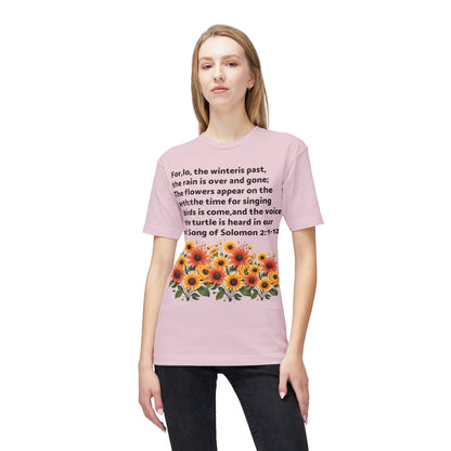 Sunflower Scripture T-Shirt — Song of Solomon 2:11-12 Floral Tee
