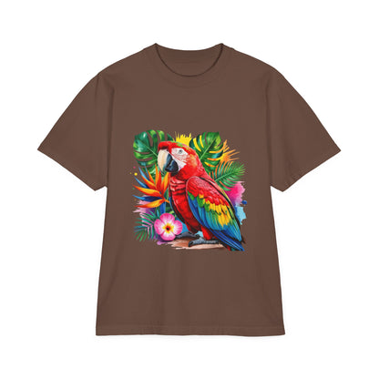 T-Shirt — Tropical Parrot Graphic Tee (Colorful Macaw & Hibiscus)