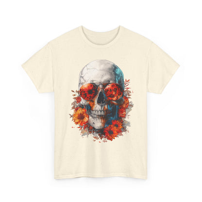 Floral Skull Sunglasses T-Shirt – Aesthetic Skeleton Flower Graphic Tee | Streetwear Skull Shirt | Artistic Gothic Floral Tee