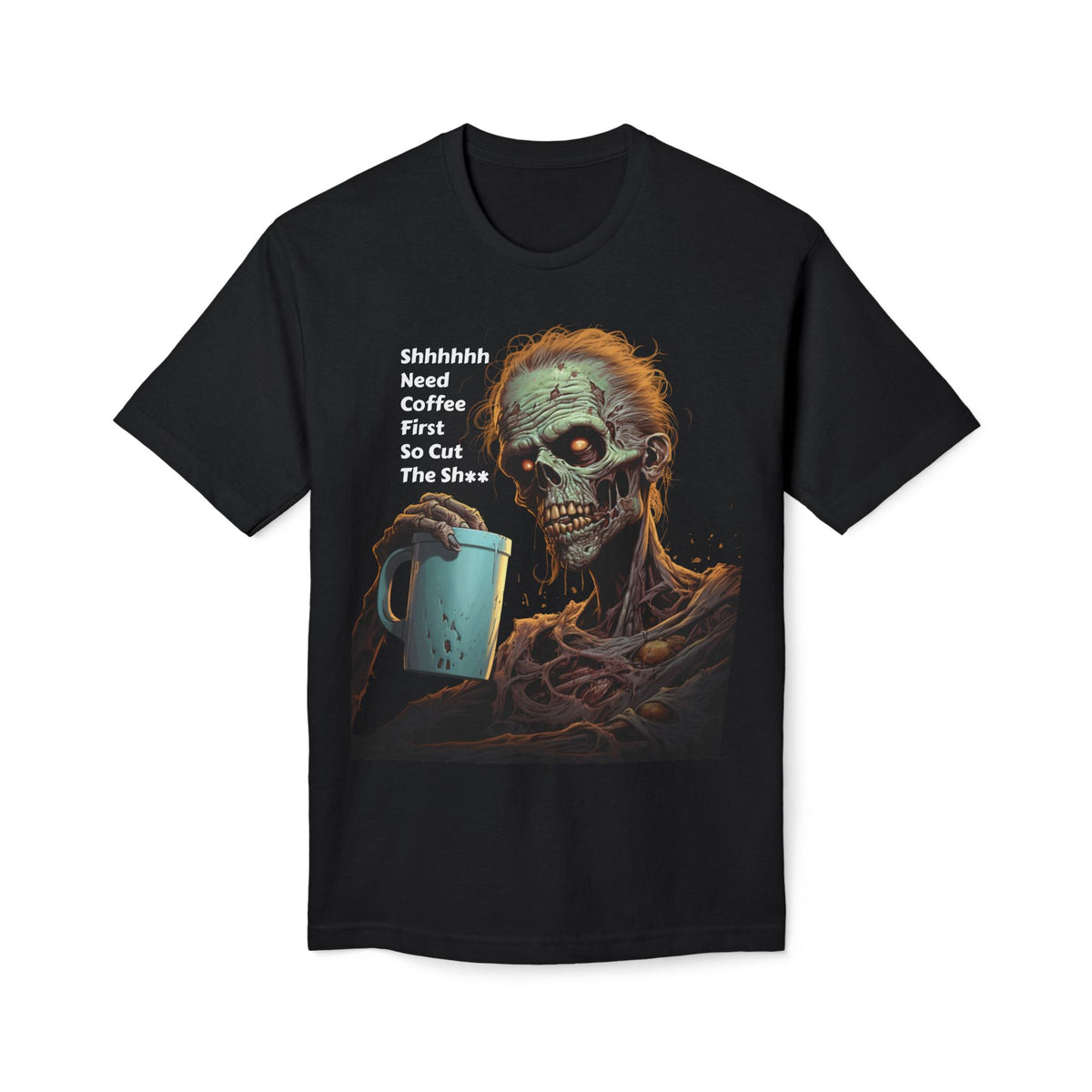 Coffee First Zombie T-Shirt | Censored Adult Humor - product view