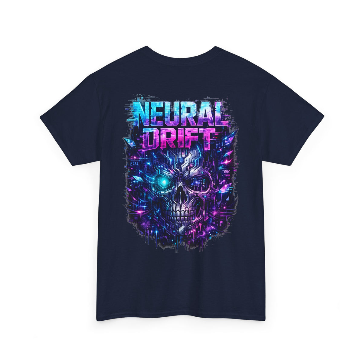 Neural Drift Cyberpunk Skull T-Shirt - product view
