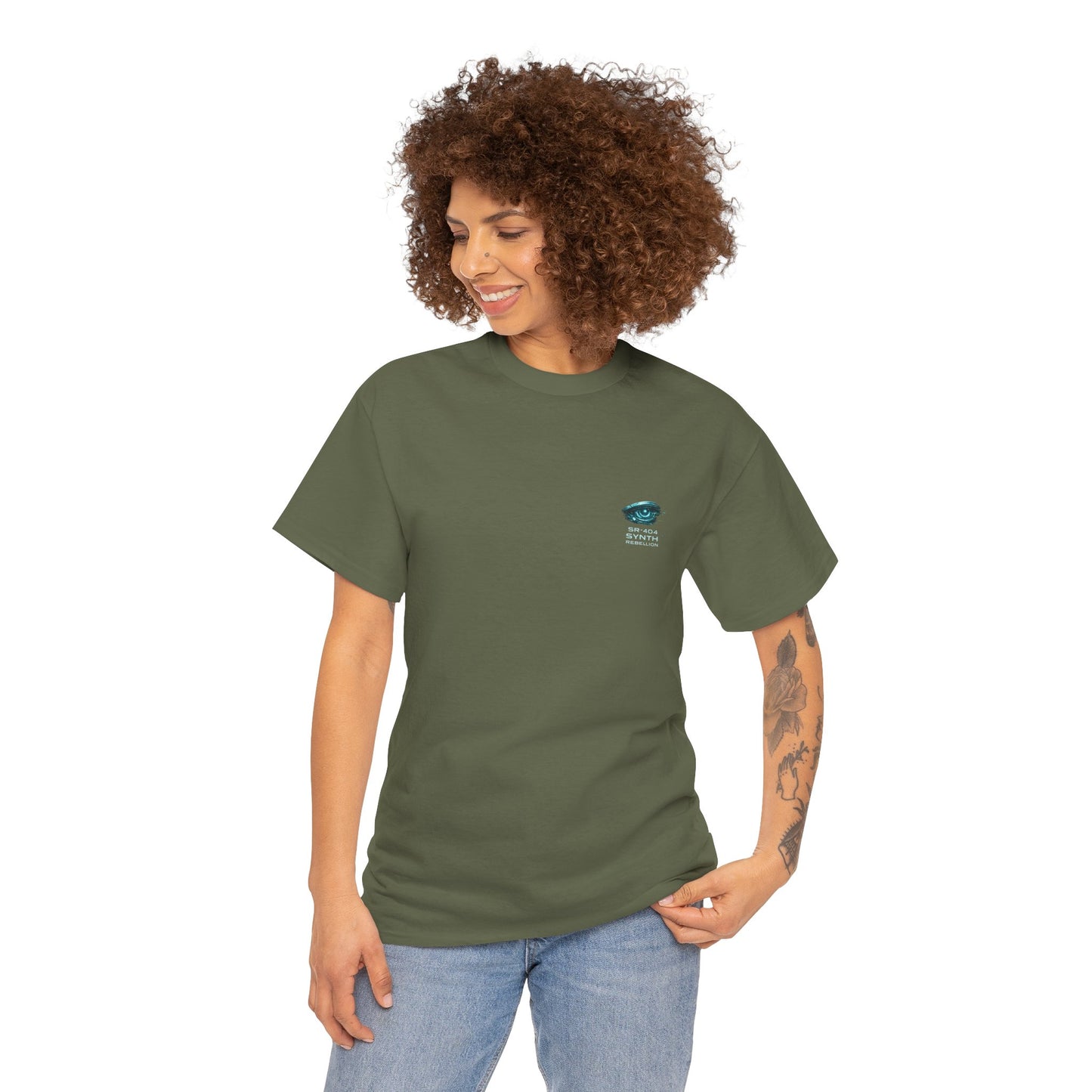 Synth Rebellion Cyberpunk T-Shirt | Born Human Upgraded by Chaos Futuristic Graphic Tee