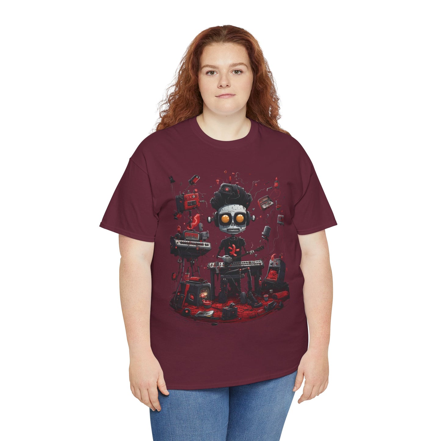 Cyberpunk Skull DJ T-Shirt — Neon Gamer Streetwear