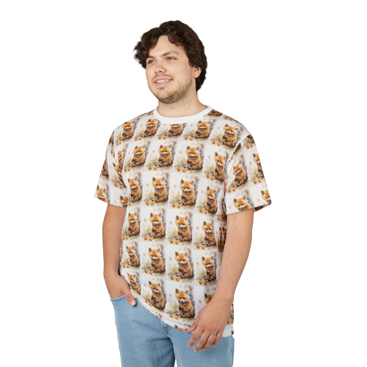 Ginger Cat Pattern All-Over Print T-Shirt - product view