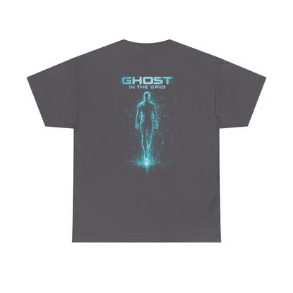 Ghost in the Grid Cyberpunk T-Shirt | Holographic Digital Ghost Sci-Fi Graphic Tee