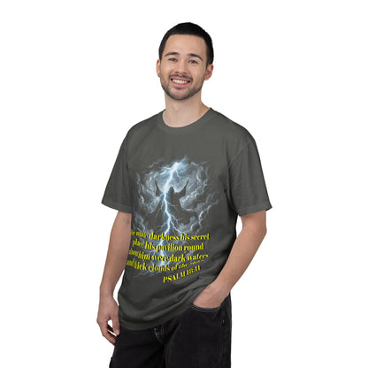 Psalm 18:11 Lightning Storm T-Shirt — Faith-Inspired Graphic Tee