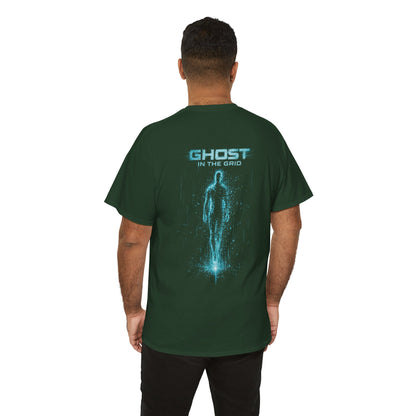 Ghost in the Grid Cyberpunk T-Shirt | Holographic Digital Ghost Sci-Fi Graphic Tee