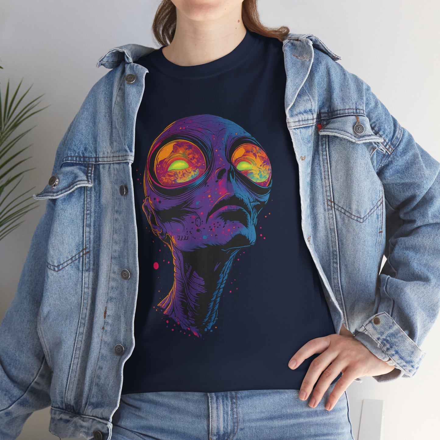 Psychedelic Alien Skull T-Shirt — Neon Trippy Space Art Tee