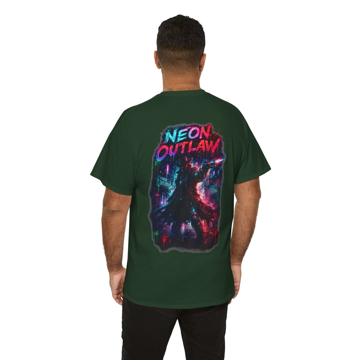 Neon Outlaw Cyberpunk Graphic T-Shirt - product view