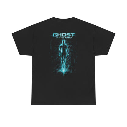 Ghost in the Grid Cyberpunk T-Shirt | Holographic Digital Ghost Sci-Fi Graphic Tee