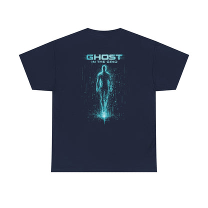 Ghost in the Grid Cyberpunk T-Shirt | Holographic Digital Ghost Sci-Fi Graphic Tee