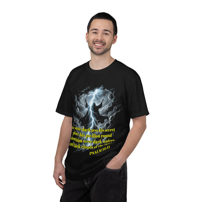 Psalm 18:11 Lightning Storm T-Shirt — Faith-Inspired Graphic Tee