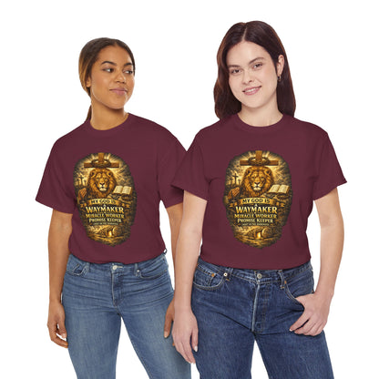 Christian Lion of Judah T-Shirt – Waymaker Miracle Worker Faith Shirt, Jesus Cross Graphic Tee, Bible Verse Religious Shirt, Unisex Christian Apparel