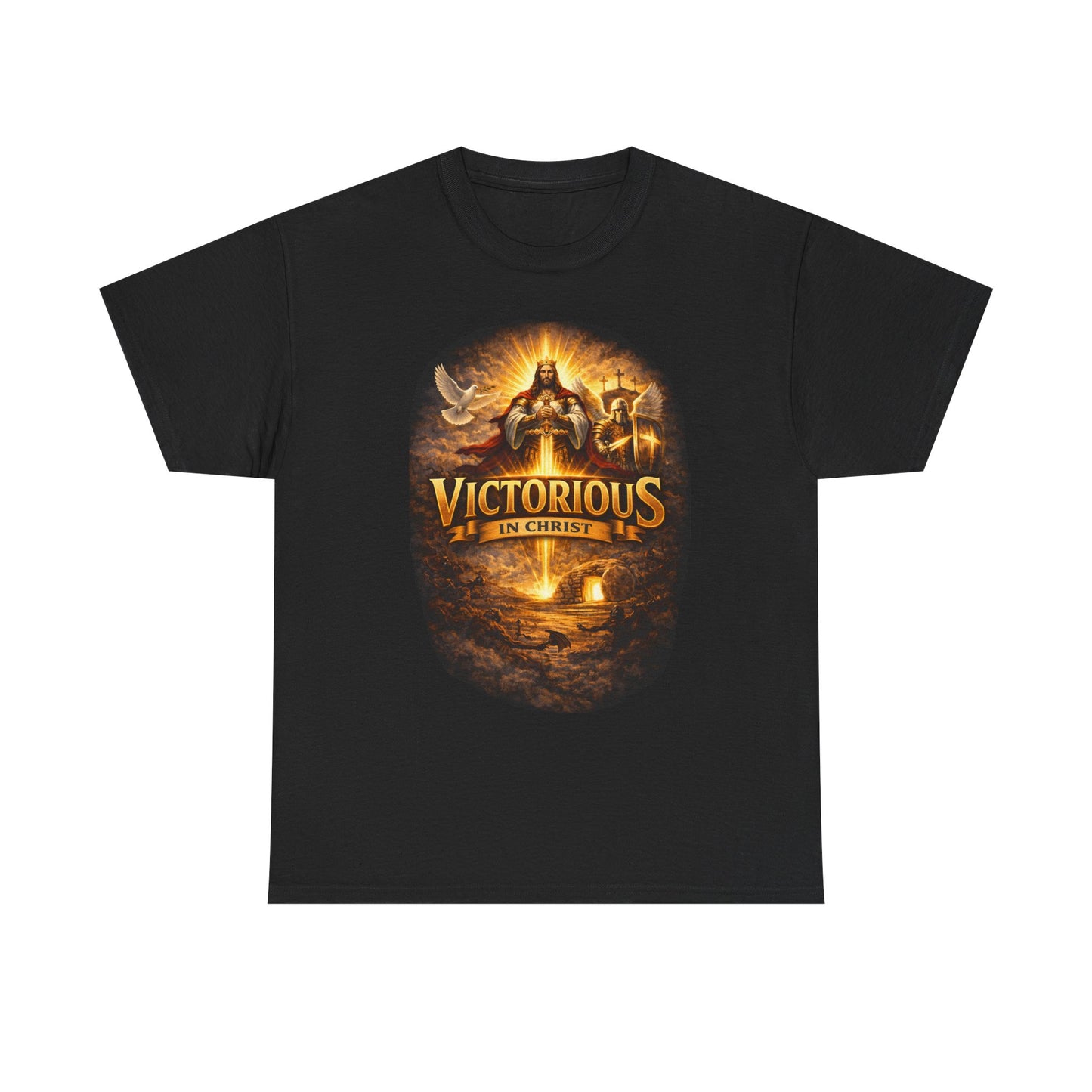 T-Shirt — "Victorious in Christ" Christian Faith Graphic Tee