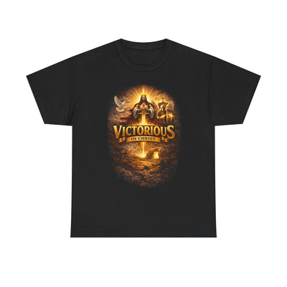 T-Shirt — "Victorious in Christ" Christian Faith Graphic Tee