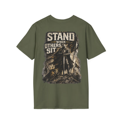 Stand Firm Shield T-Shirt — Patriotic Vintage Emblem Tee