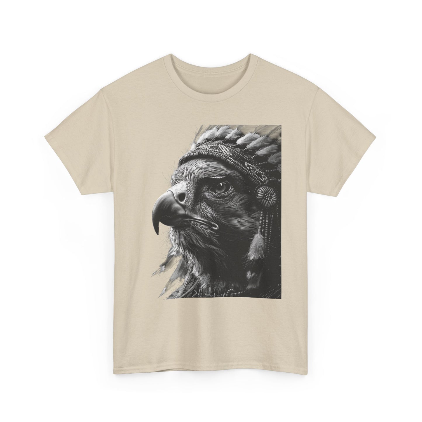 Native Spirit Eagle T-Shirt – Tribal Feather Headdress Bird Tee | Minimalist Wildlife Graphic Shirt | Black & White Artistic Eagle Tee