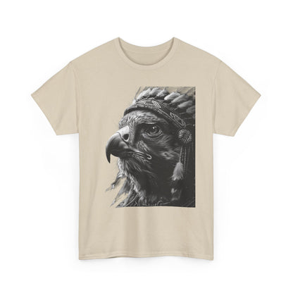 Native Spirit Eagle T-Shirt – Tribal Feather Headdress Bird Tee | Minimalist Wildlife Graphic Shirt | Black & White Artistic Eagle Tee