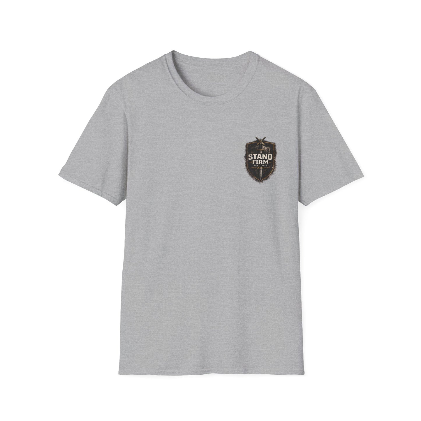 Stand Firm Shield T-Shirt — Patriotic Vintage Emblem Tee