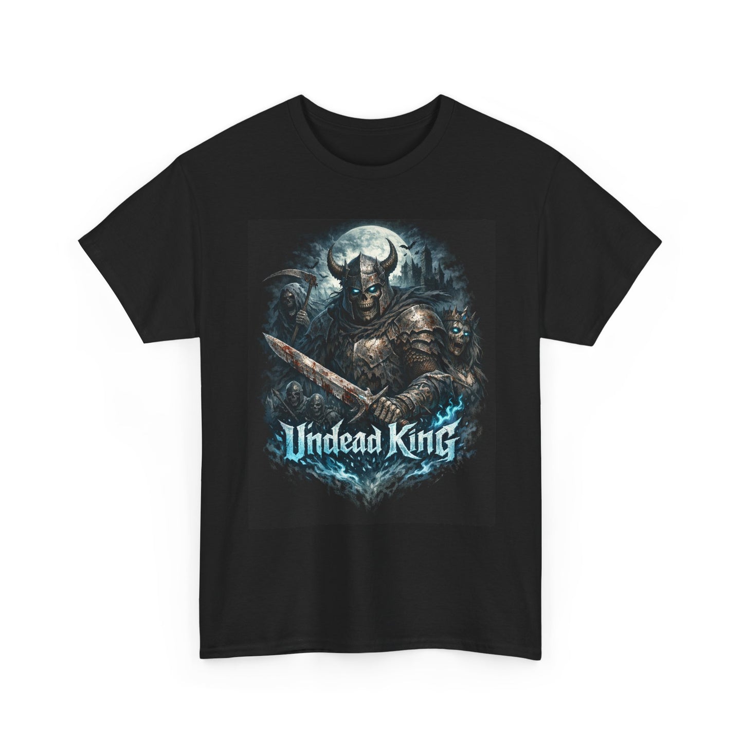 Undead King Graphic T-Shirt – Dark Fantasy Skull Warrior Tee | Gothic Viking Armor Shirt | Streetwear Horror Aesthetic Tee
