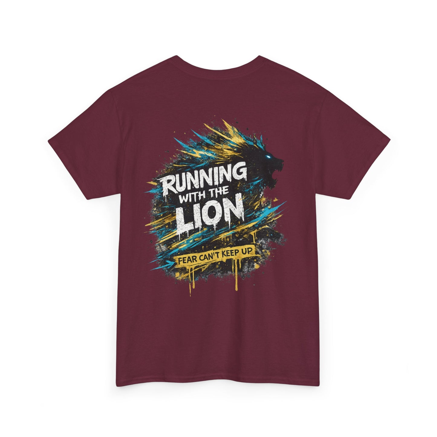 Running With The Lion Christian Graphic T-Shirt | Fear Can't Keep Up Faith Streetwear Tee