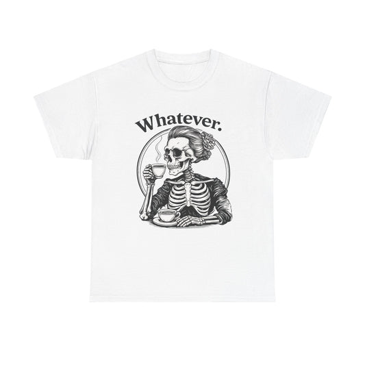 Skull 'Whatever.' Tee – Vintage Skeleton Wine Drinking Graphic T-Shirt